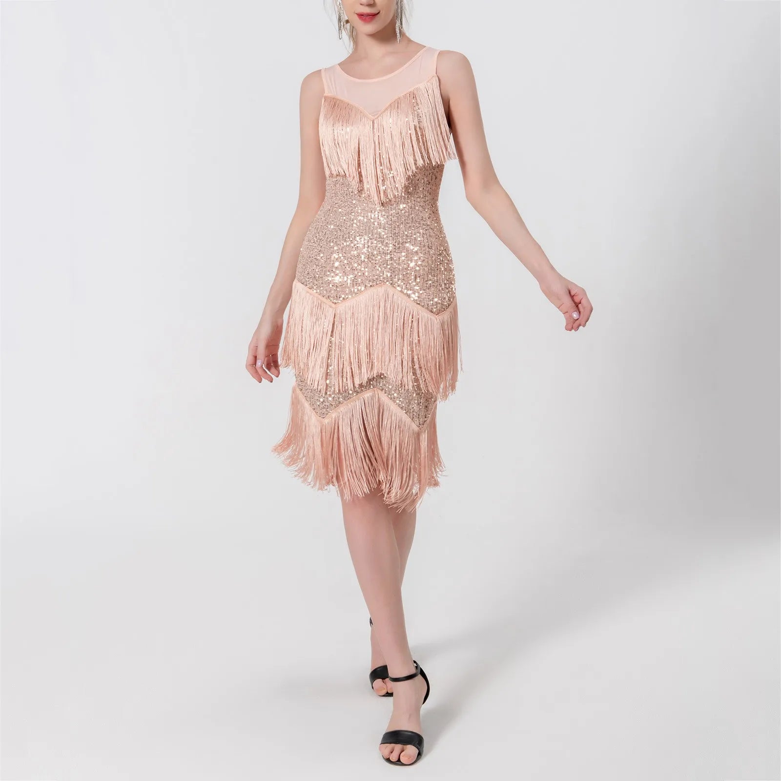 casual midi dressJuliaFashion - Sequins Fringe Sexy Latin Dance 1920s Gatsby Cocktail Salsa Tango Cha Cha Rumba Stage Performance Costume Dress