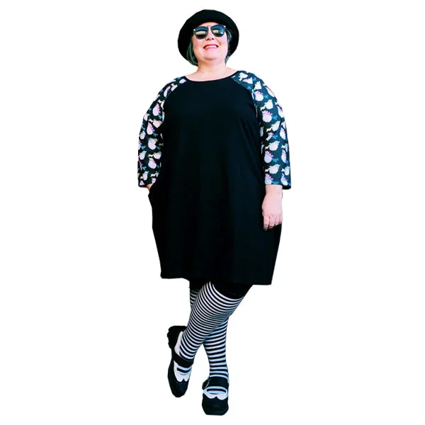 luxury dressRaglan Chubster Plus Size Unicorn Tunic in black - all sizes available, made to order, sleeve length customisable