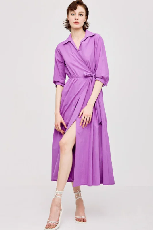 spaghetti strap dressAccess Fashion Violet Wrap Dress