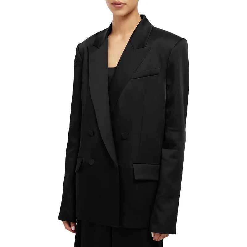 Loyalty Reward Norah Womens Shoulder Pads Acetate Double-Breasted Blazer