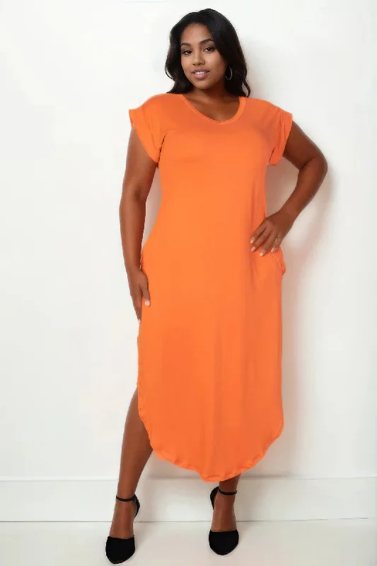 Price Fest Plus Size Hidden Pocket Batwing Sleeve V Neck Long Dress