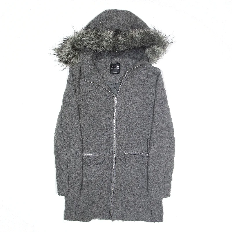 Final Clearance CHICOREE Wool Blend Jacket Grey Womens XS