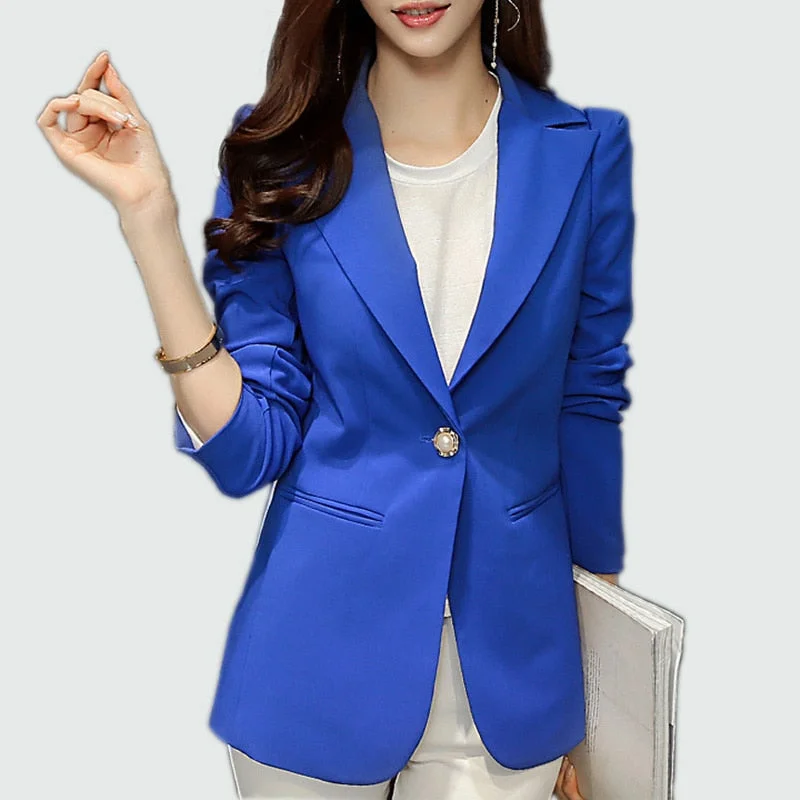 Limited Time Discount Ladies Blazer 2018 Long Sleeve Blaser Women Suit Jacket Office Lady Female Feminine Blazer Femme Royal Blue / Black Blazer Limited Time Discount Ladies Blazer 2018 Long Sleeve Blaser Women Suit Jacket Office Lady Female Feminine Blazer Femme Royal Blue / Black Blazer