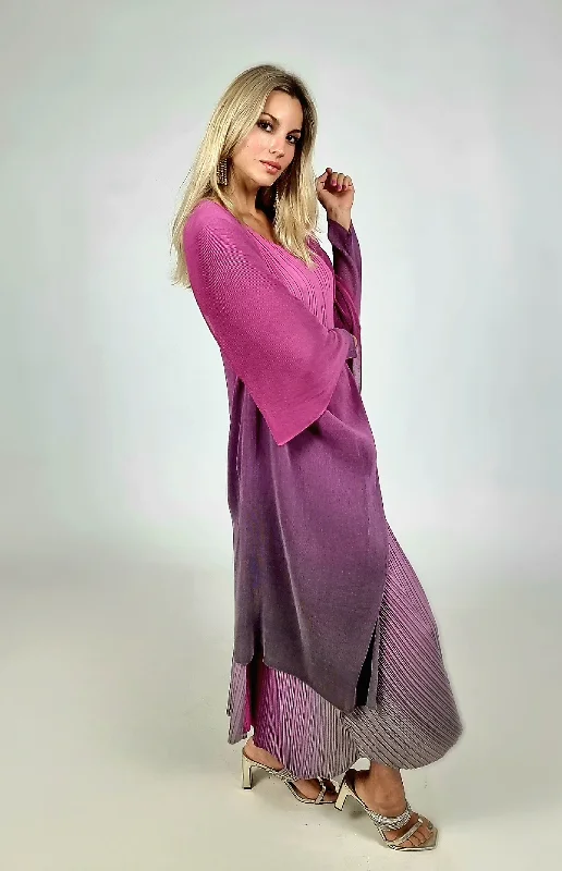 Hot Deal Alquema Fishia Ombre Long Estrella Dress And Collare Old Coat