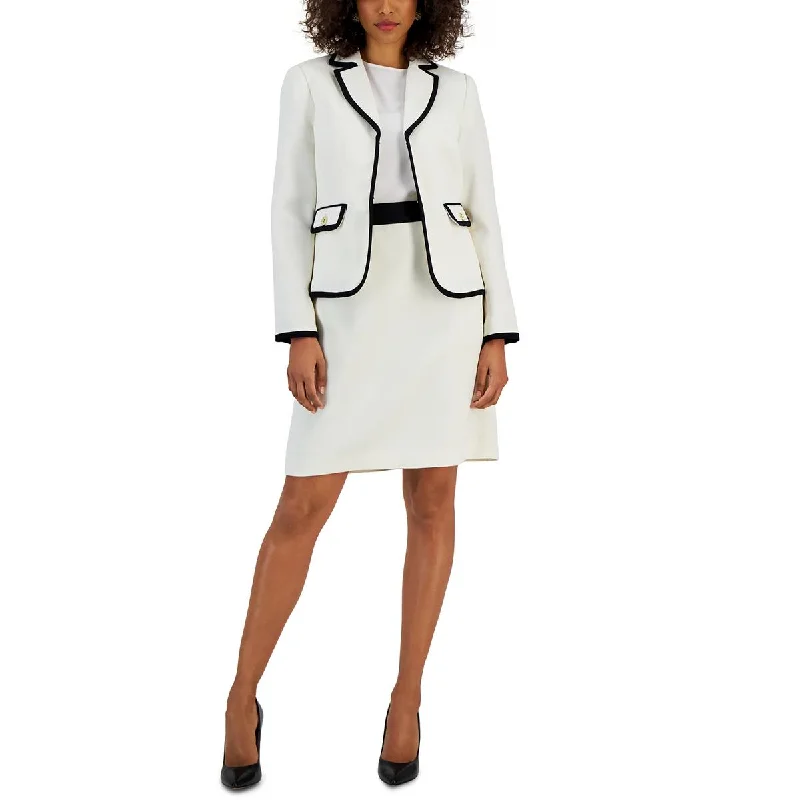 Closeout Womens Contrast Trim Business Open-Front Blazer