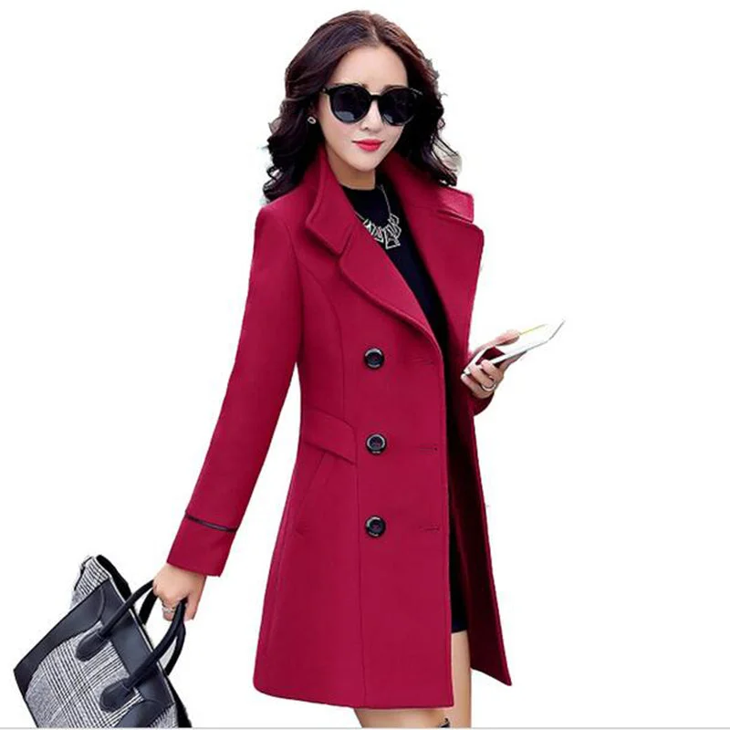 Markdowns Autumn winter 2018 new fashion women's wool coat double breasted coat elegant bodycon cocoon wool long coat tops LU308