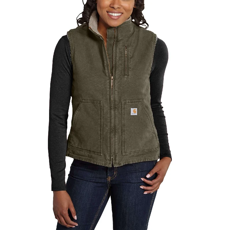 Mega Sale Sandstone Mock-Neck Vest/Sherpa-Lined