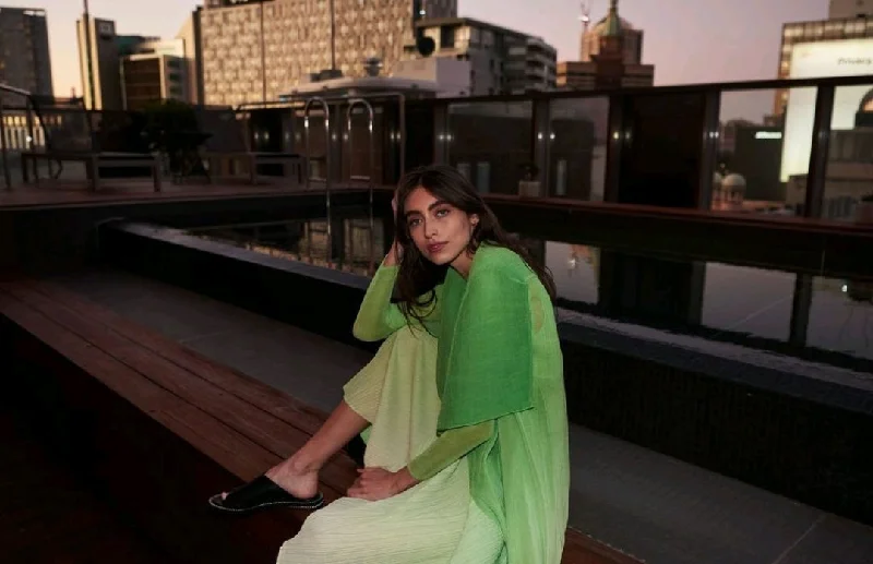 Deal Frenzy Alquema Estrella Dress & Collare Coat - Jade To Wheat