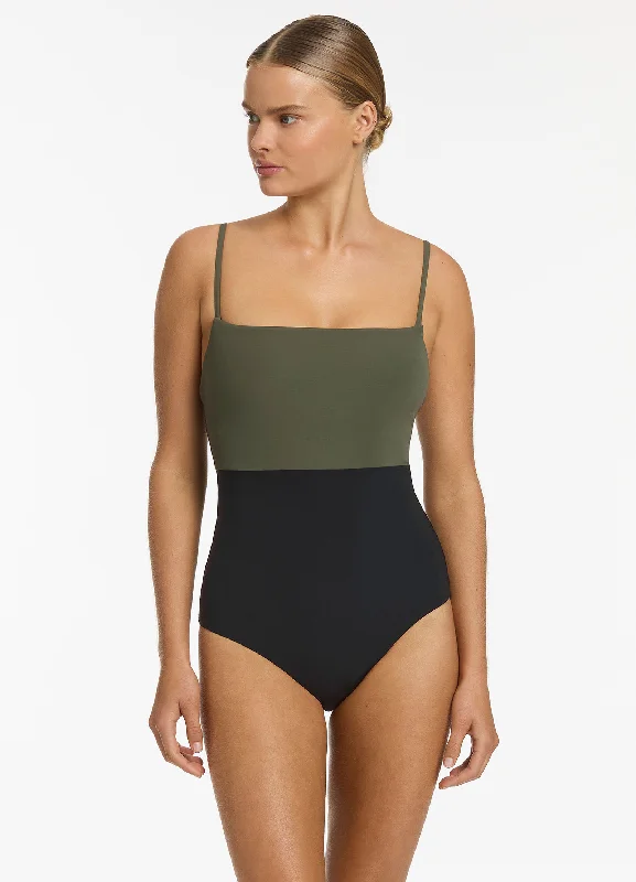 Limited Availability Versa Tank One Piece - Olive/Black