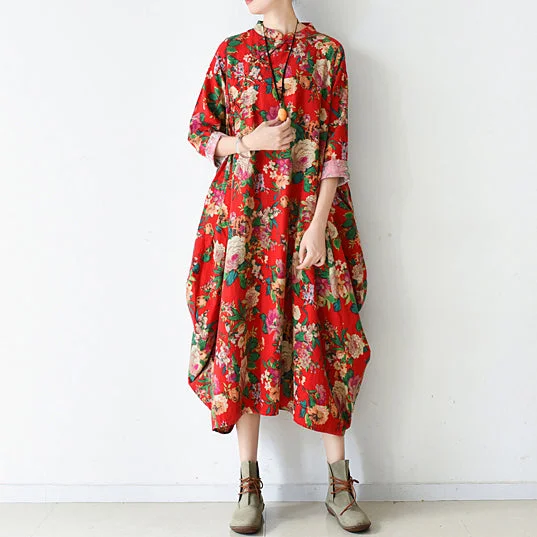 relaxed fit dressBlossom  red baggy Chiffon dresses loose fashion Chiffon dress spring dresses