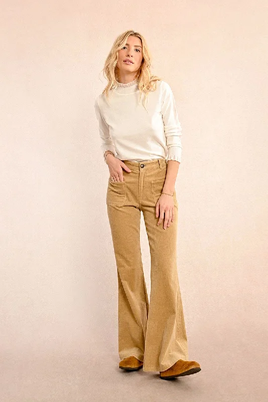 casual slip dressMolly Bracken Velvet Flared Beige Trousers