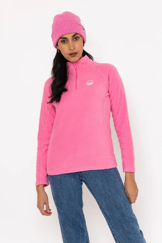 1/2 Zip Recycled Polar Fleece in Pink