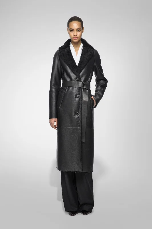 relaxed fit coatHailey - Black Shearling Coat