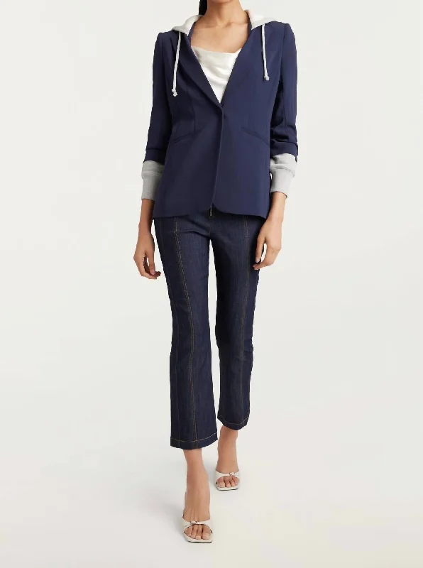 Markdowns Hooded Khloe Blazer Jacket In Navy