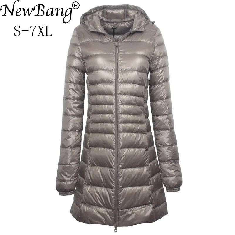 Holiday Sale NewBang Brand 6XL 7XL Plus Long Down Jacket Women Winter Ultra Light Down Jacket Women With a Hood Down Coat Female Big Size