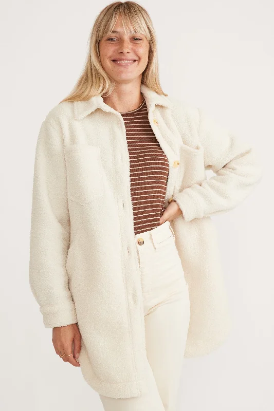 minimalist jacketMarine Layer Bailey Long Shirt Jacket in Ivory