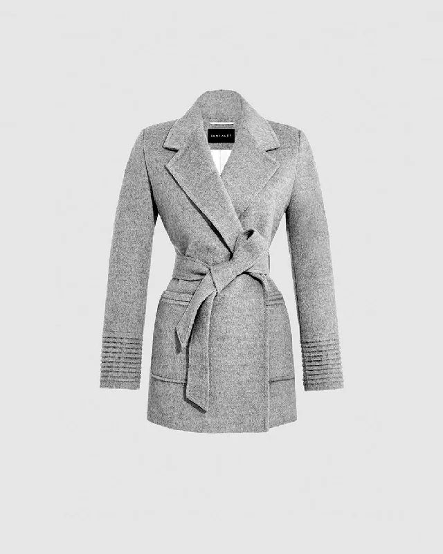 chic outerwearBaby Alpaca Cropped Notched Collar Wrap Coat with Square Pockets