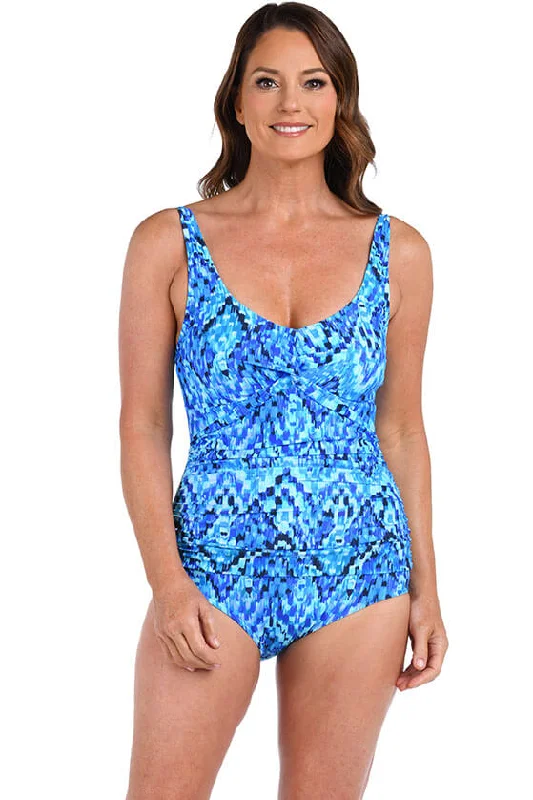 Year-End Clearance Artisan Ikat Twist Front Swimsuit