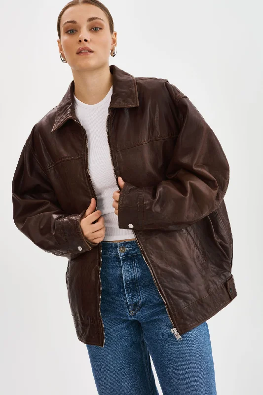 Bonus Savings THEIA | Leather Bomber Jacket