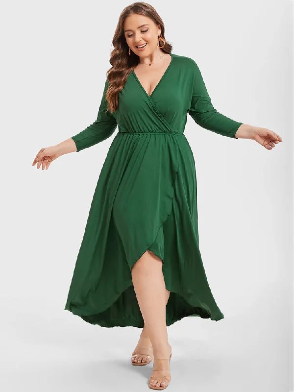 oversized dressPlus Elastic Waist Asymmetrical Hem Maxi Dress