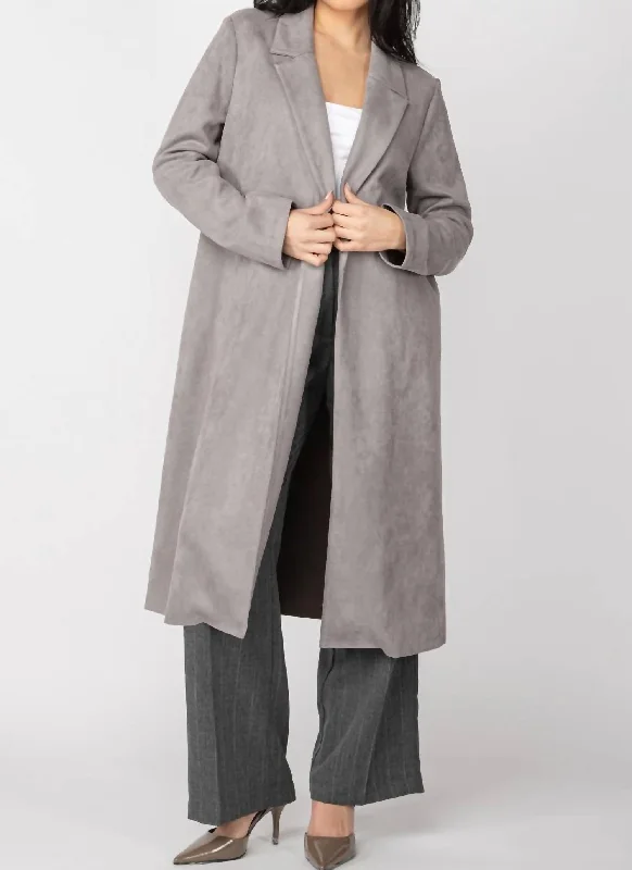 New Arrival Longline Faux Suede Blazer In Coal