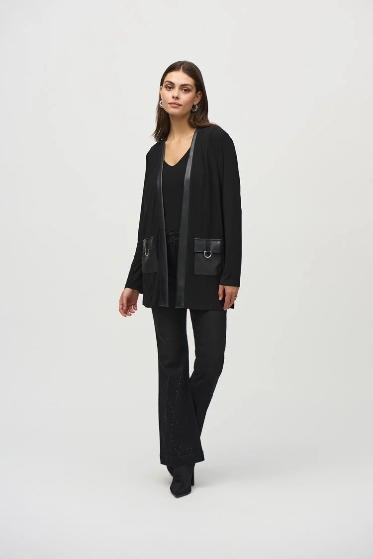 Unbeatable Prices Joseph Ribkoff Black Silky Knit And Leatherette Cover Up