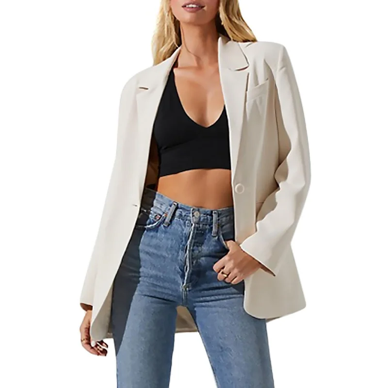 Limited Availability Womens Shoulder Pads Long Sleeve One-Button Blazer