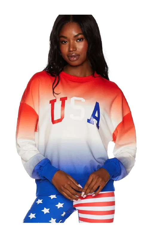Factory Direct Sale Beach Riot USA Sweatshirt In Patriotic Gradient