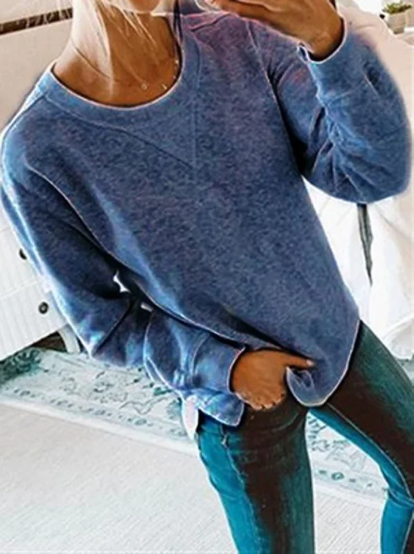 Bargain Prices Autumn Casual Cotton Long Sleeve Crew Neck Top