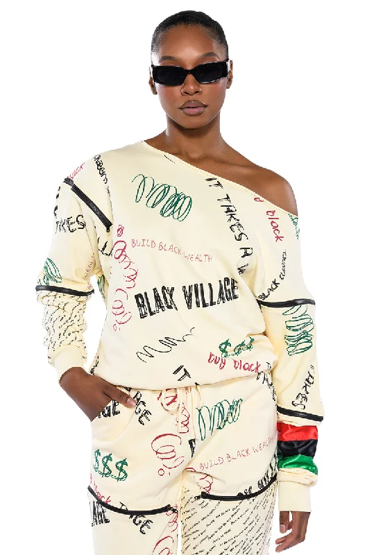Instant Discount BLACK VILLAGE FOUNDATION ZIPPER DETAIL SWEATSHIRT
