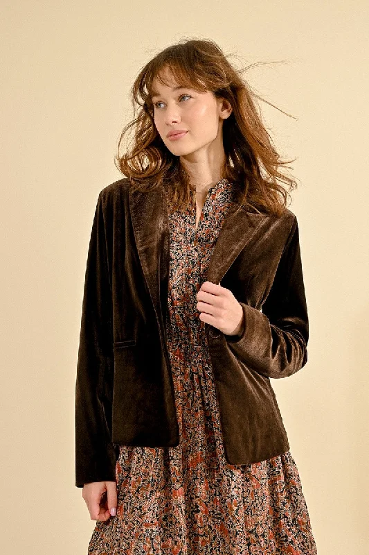 Big Discounts Molly Bracken Chocolate Velvet Blazer
