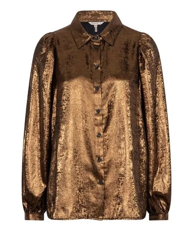 trendy wrap dressEsqualo Gold Foil Shirt Blouse