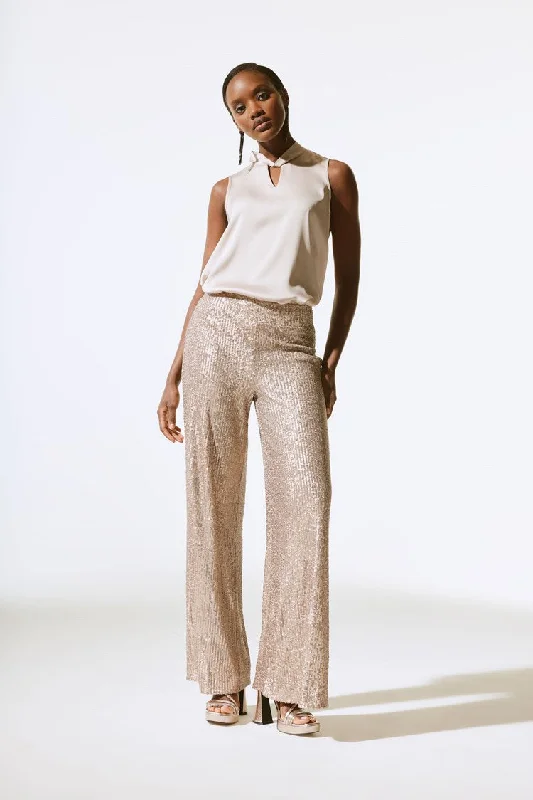 Deal Explosion Joseph Ribkoff Sand Satin Sleeveless Keyhole Top