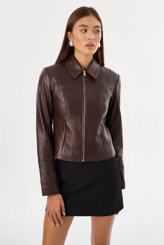 lightweight winter coatOCEANA | Fitted Leather Jacket