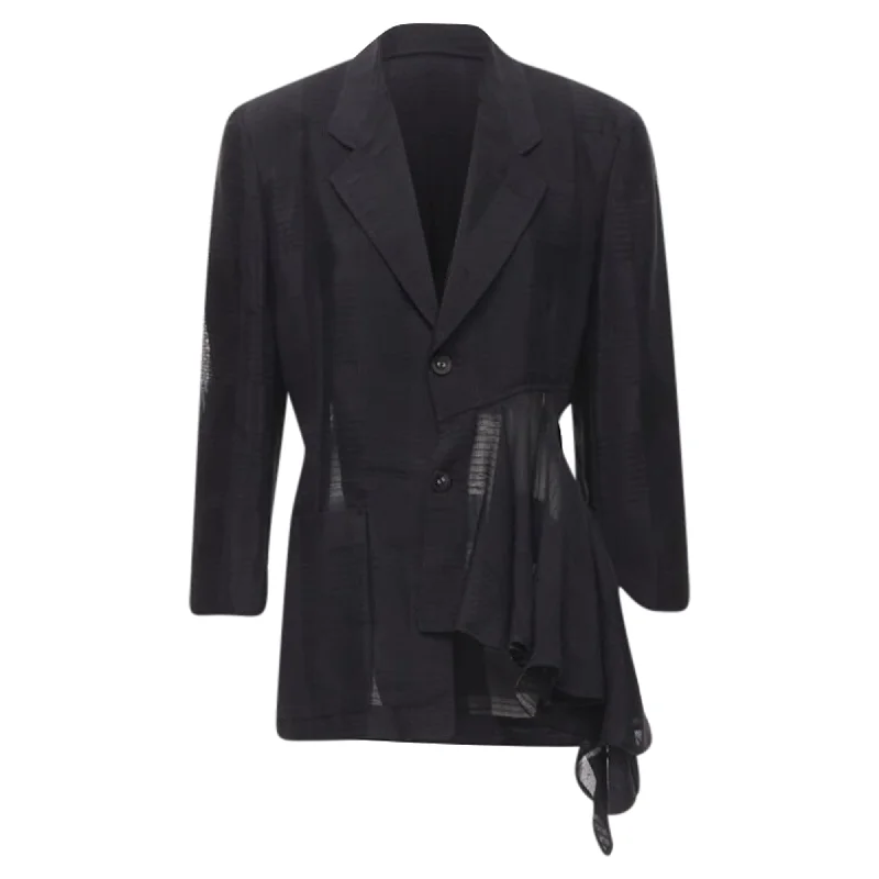 Exclusive Offers Comme Des Garcons 's ruffle draped checked sheer blazer jacket