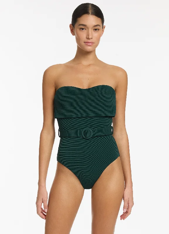 Discount Deals Isla Rib Bandeau One Piece - Forest