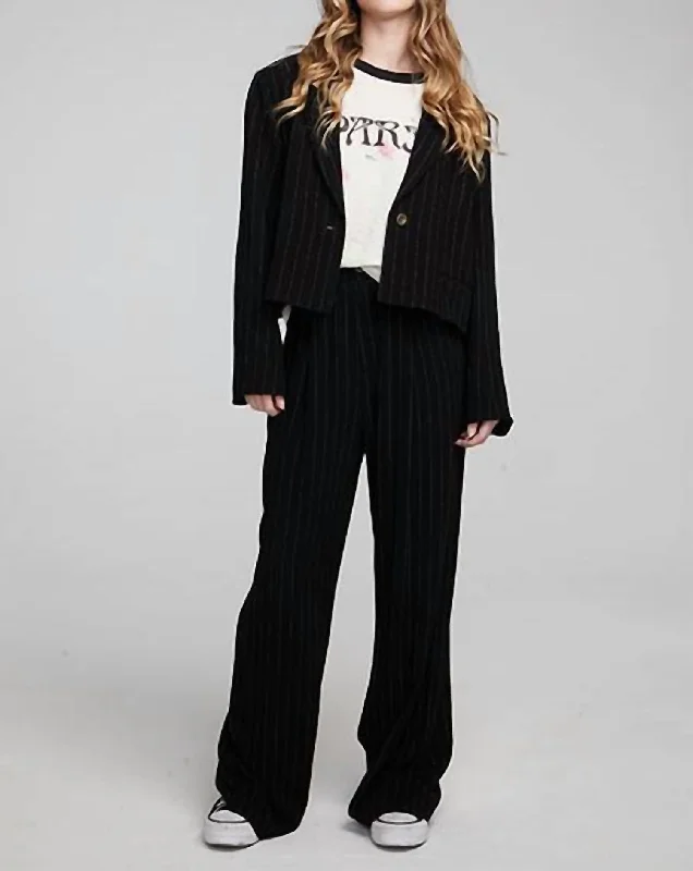 Exclusive Online Offer Santana Pinstripe Blazer In Black With White Pinstripe