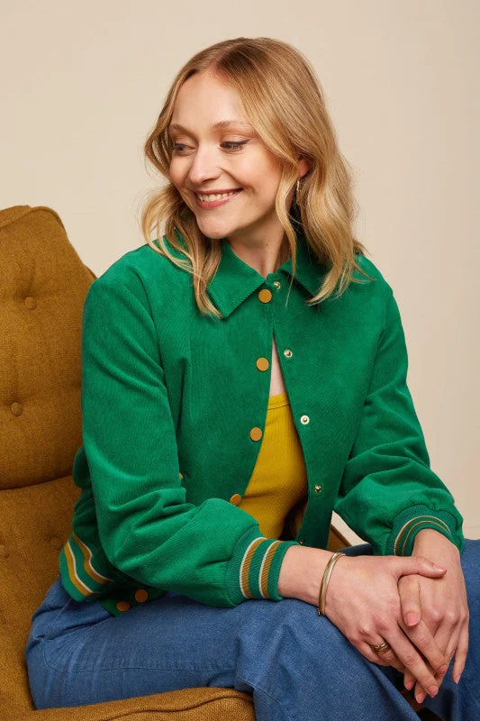 Shop and Save KING LOUIE Meadow Green Billie Baby Rib Baseball Jacket