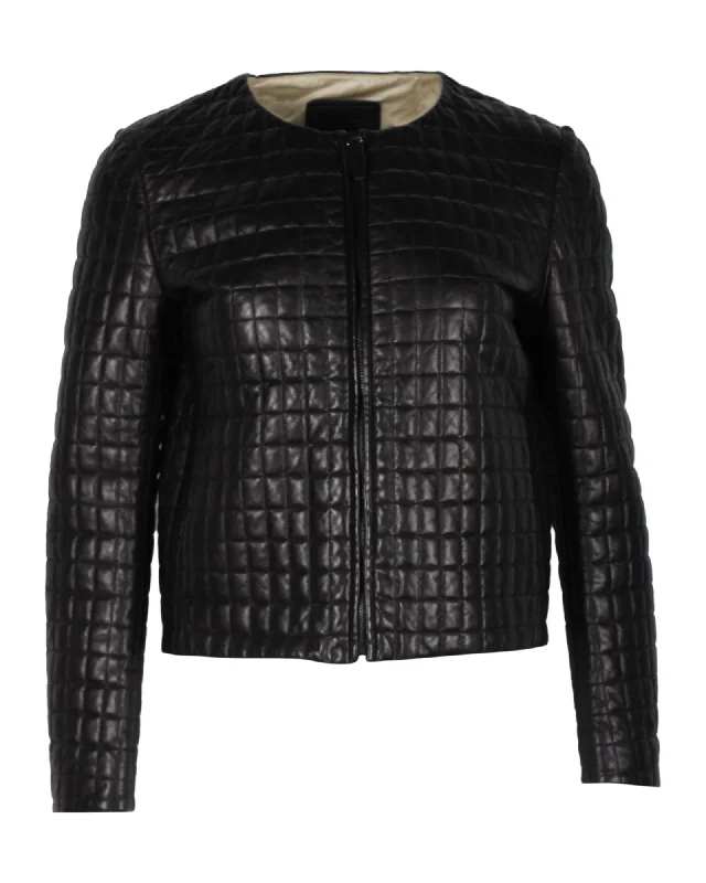 Overstock Prada Quilted Jacket in Black Lambskin Leather