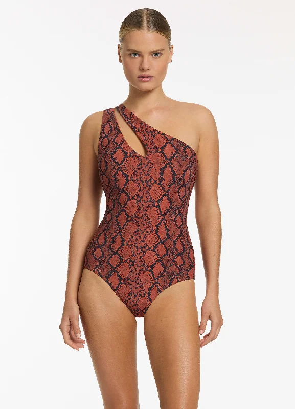 Exclusive Savings Python Splice One Shoulder One Piece - Spice