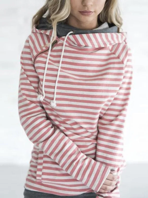 Major Savings Striped Stitching Hoodie Pocket Sweatshirt
