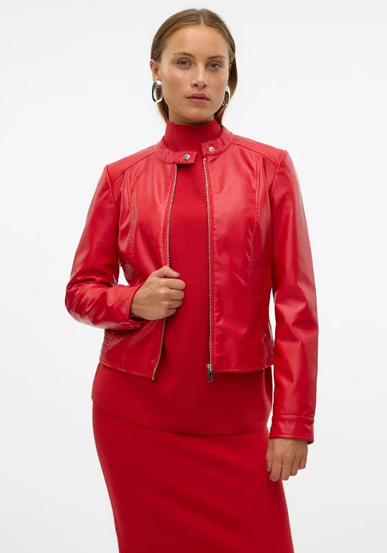 Act Now Vero Moda Favodream Faux Leather Jacket, Red