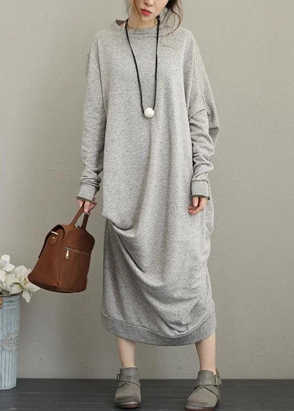 winter dressItalian cotton tunics for women Vintage Retro Long Sleeve Irregular Female Dress