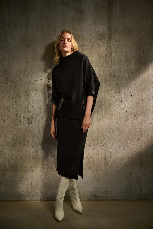 Warehouse Sale Joseph Ribkoff Black Sweater Knit Midi Skirt