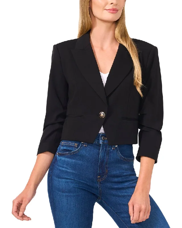 Great Deals CeCe Ruched Sleeve Cropped Notch Collar Jacket