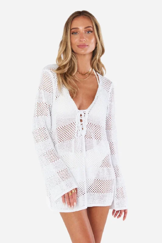 sleek jacketShow Me Your Mumu Come Around Coverup in White Crochet