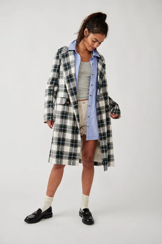 faux fur coatFree People Freddie Longline Blazer Plaid