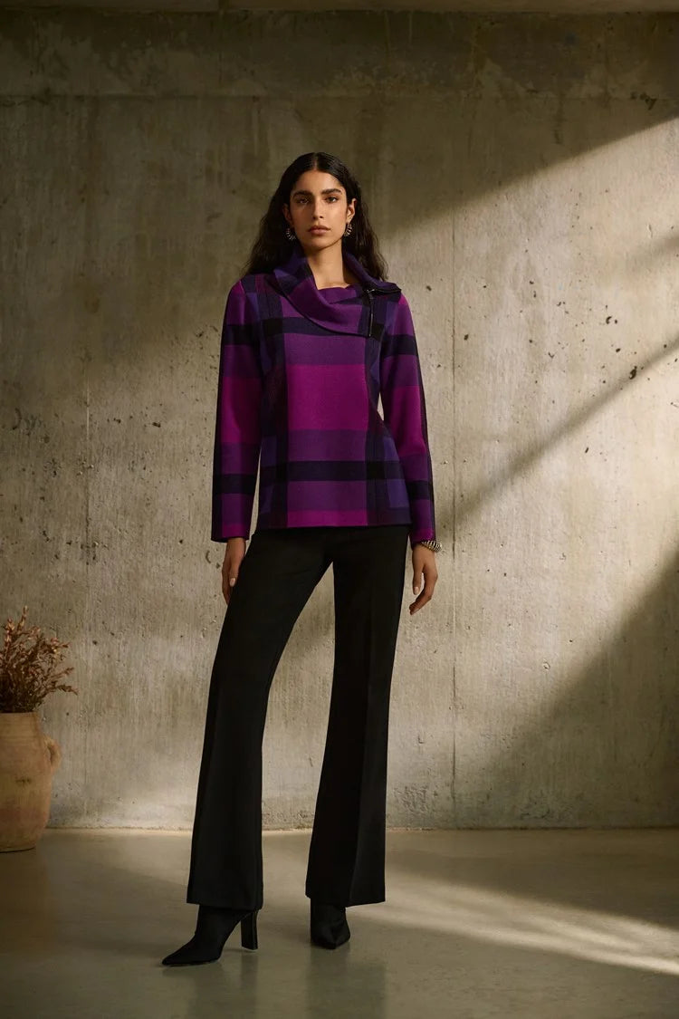 Exclusive Offers Joseph Ribkoff Empress/Plaid Jacquard Cowl Neck Sweater