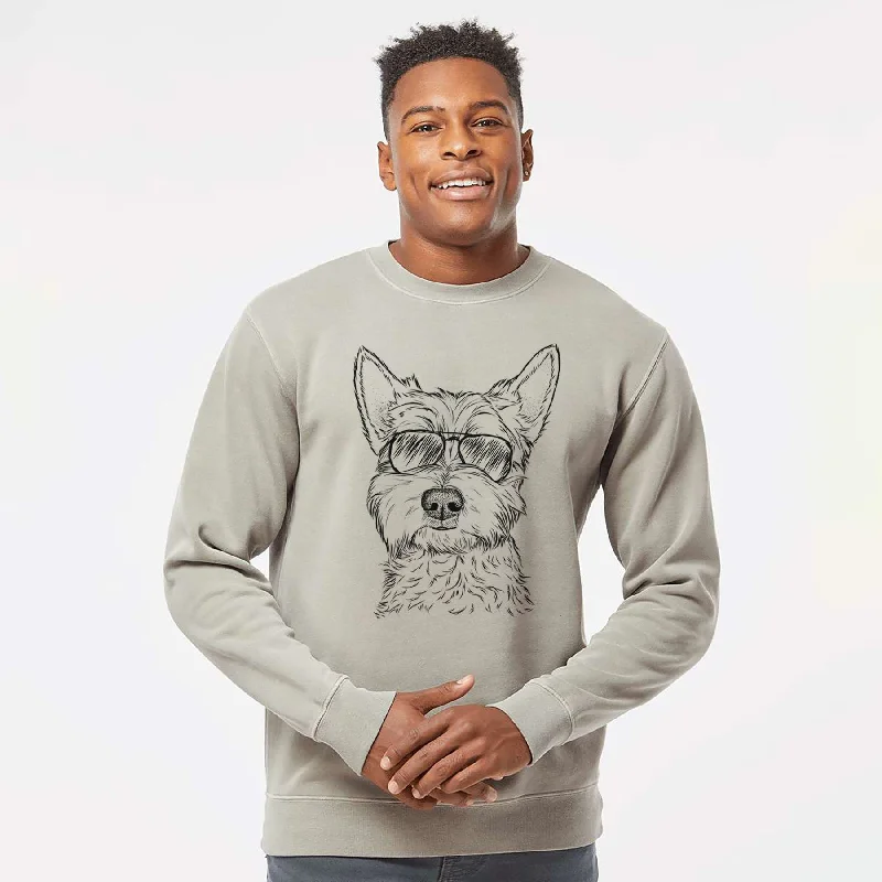 fashionable workout wearAviator Grizel the West Highland Terrier - Unisex Pigment Dyed Crew Sweatshirt