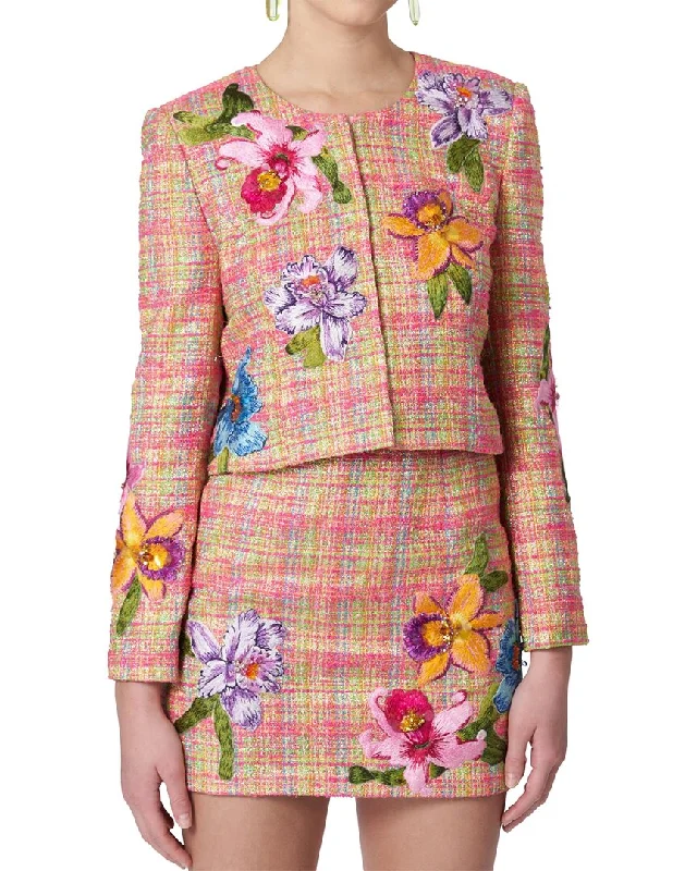 Great Bargains Carolina Herrera Embellished Collarless Cropped Jacket